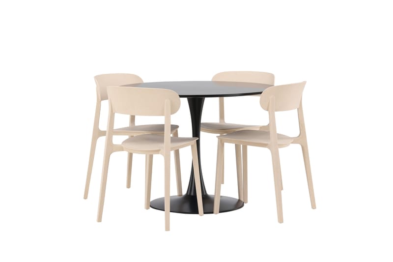 Glade Spisegruppe 100 cm Rund med 4 Åstol Stoler - Beige - Møbler - Bord - Spisegrupper