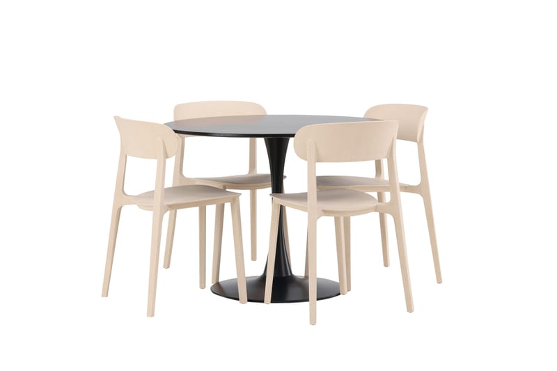 Glade Spisegruppe 100 cm Rund med 4 Åstol Stoler - Beige - Møbler - Bord - Spisegrupper