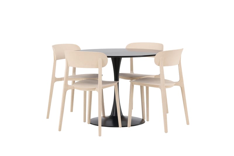 Glade Spisegruppe 100 cm Rund med 4 Åstol Stoler - Beige - Møbler - Bord - Spisegrupper