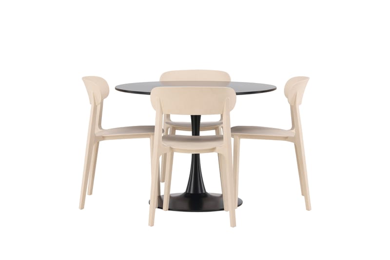 Glade Spisegruppe 100 cm Rund med 4 Åstol Stoler - Beige - Møbler - Bord - Spisegrupper