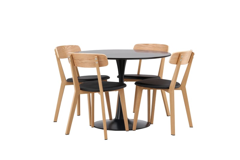 Glade Spisegruppe 100 cm Rund med 4 Sanjos Stoler - Sort - Møbler - Bord - Spisegrupper