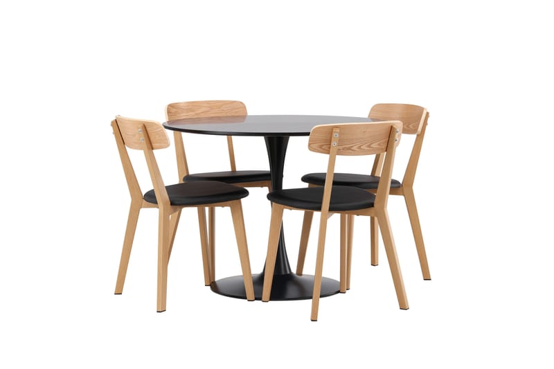 Glade Spisegruppe 100 cm Rund med 4 Sanjos Stoler - Sort - Møbler - Bord - Spisegrupper