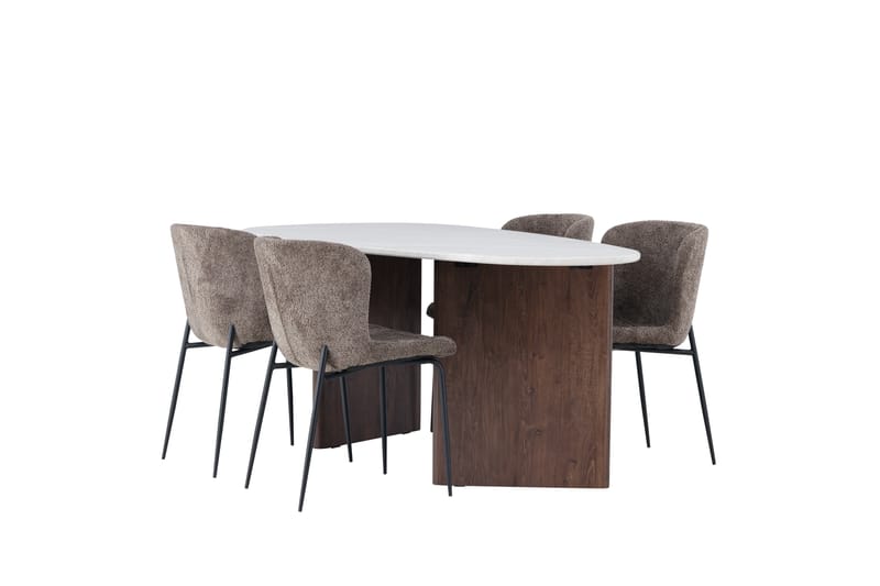 Grönvik Spisegruppe 180 cm Oval med 4 Modesto Stoler - Mocca - Møbler - Bord - Spisegrupper