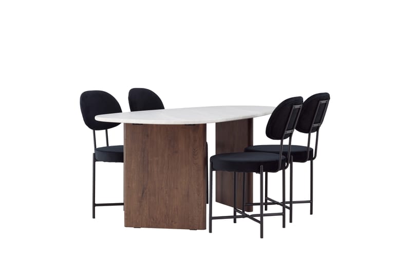 Grönvik Spisegruppe 180 cm Oval med 4 Stella Stoler - Mocca - Møbler - Bord - Spisegrupper