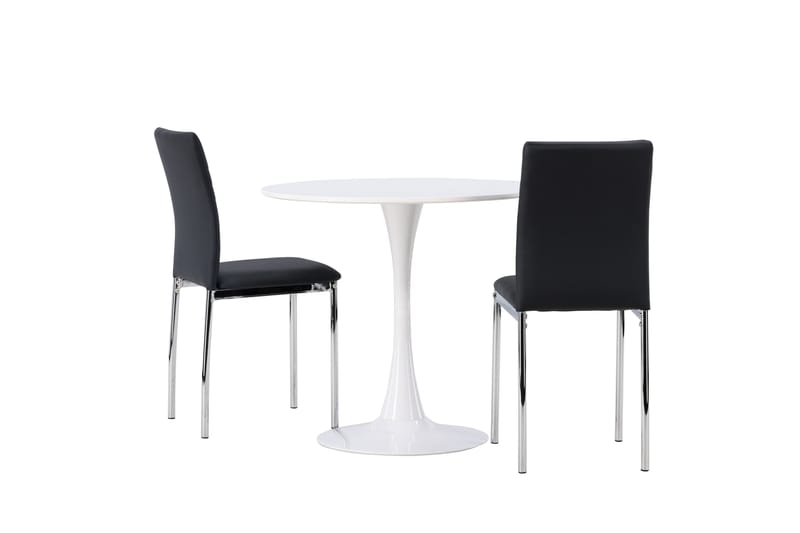 Hamden Spisegruppe 80 cm Rund med 2 Lily Stoler - Svart - Møbler - Bord - Spisegrupper