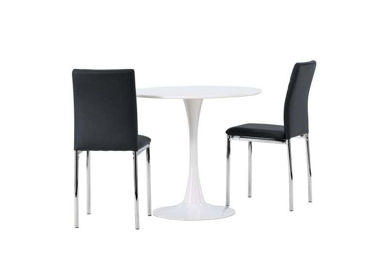 Hamden Spisegruppe 80 cm Rund med 2 Lily Stoler - Svart - Møbler - Bord - Spisegrupper