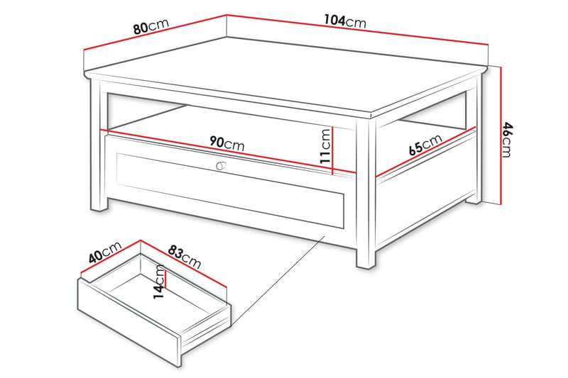 Hammerdal Sofabord 104 cm - Hvit/Eik - Møbler - Bord - Sofabord