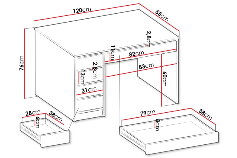 Harland Sminkebord 120 cm - Beige - Møbler - Bord - Sminkebord & toalettbord