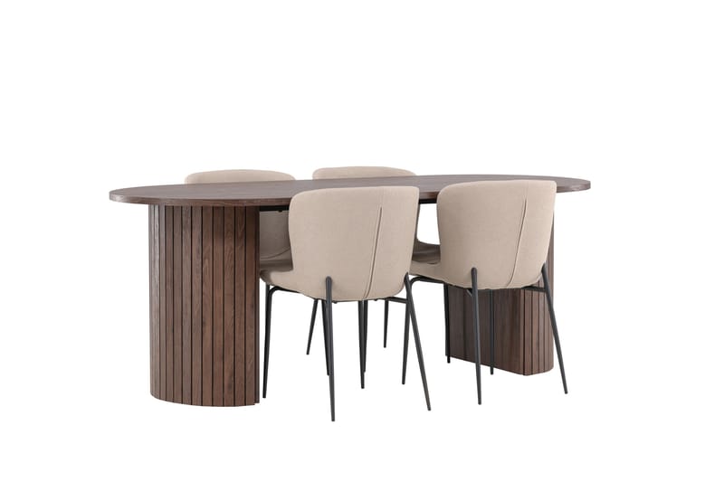 Härön Spisegruppe 200 cm Oval med 4 Modesto stoler - Mocca/Beige - Møbler - Bord - Spisegrupper