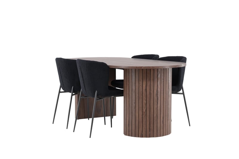 Härön Spisegruppe 200 cm Oval med 4 Modesto stoler - Mocca/Sort - Møbler - Bord - Spisegrupper