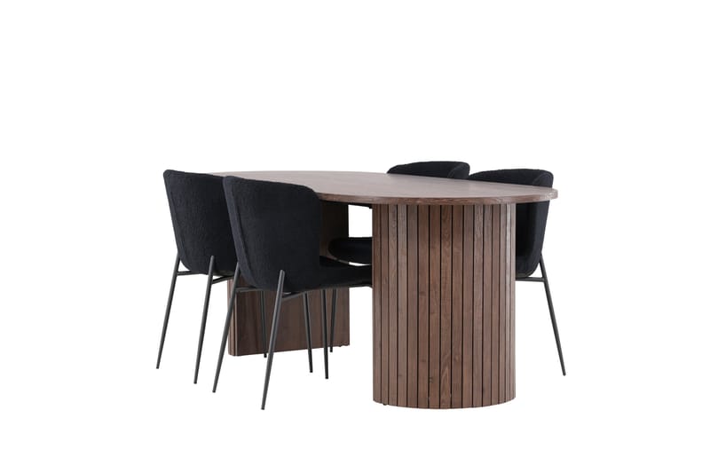 Härön Spisegruppe 200 cm Oval med 4 Modesto stoler - Mocca/Sort - Møbler - Bord - Spisegrupper