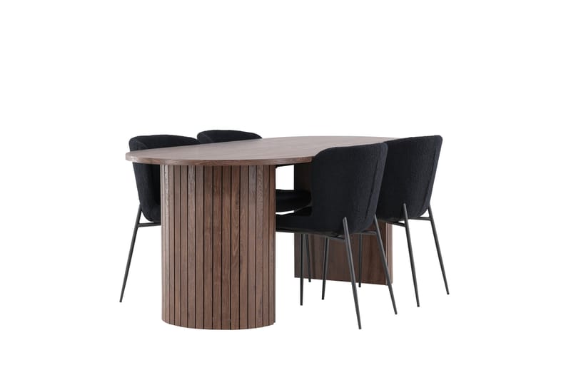 Härön Spisegruppe 200 cm Oval med 4 Modesto stoler - Mocca/Sort - Møbler - Bord - Spisegrupper