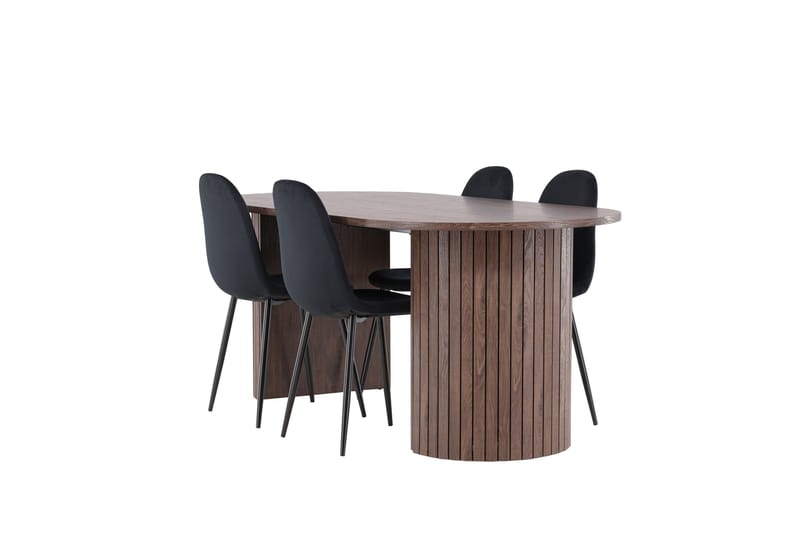 Härön Spisegruppe 200 cm Oval med 4 Polar stoler - Mocca/Svart - Møbler - Bord - Spisegrupper