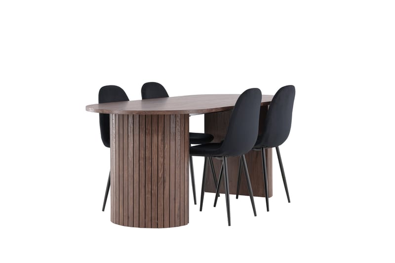 Härön Spisegruppe 200 cm Oval med 4 Polar stoler - Mocca/Svart - Møbler - Bord - Spisegrupper