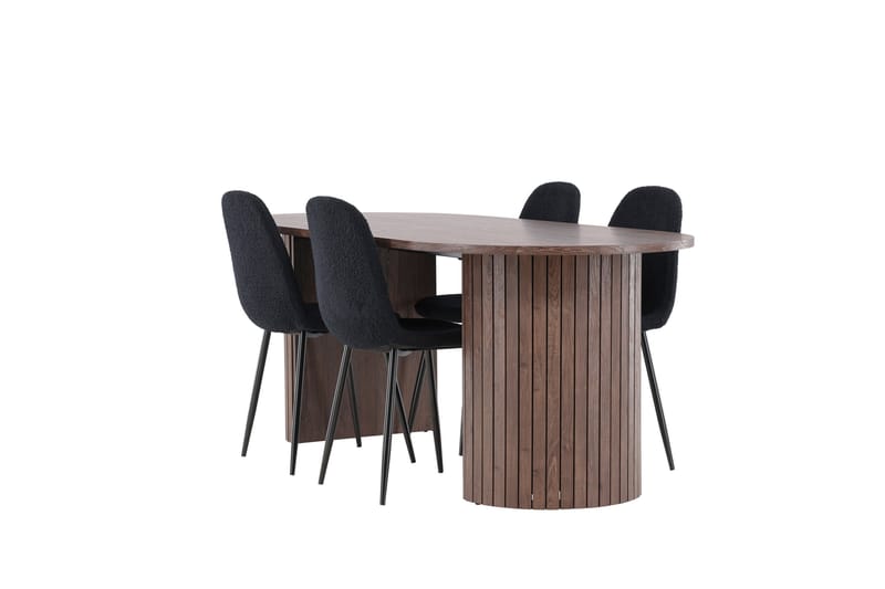 Härön Spisegruppe 200 cm Oval med 4 Polar stoler - Mocca/Svart - Møbler - Bord - Spisegrupper