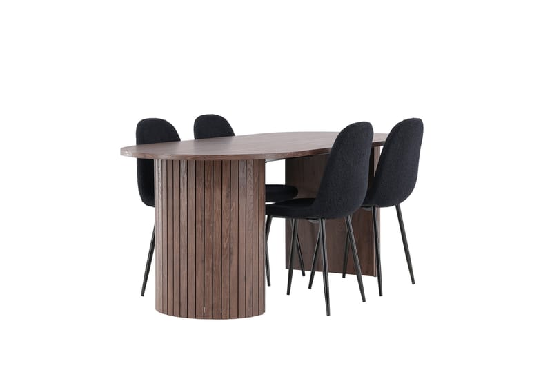 Härön Spisegruppe 200 cm Oval med 4 Polar stoler - Mocca/Svart - Møbler - Bord - Spisegrupper