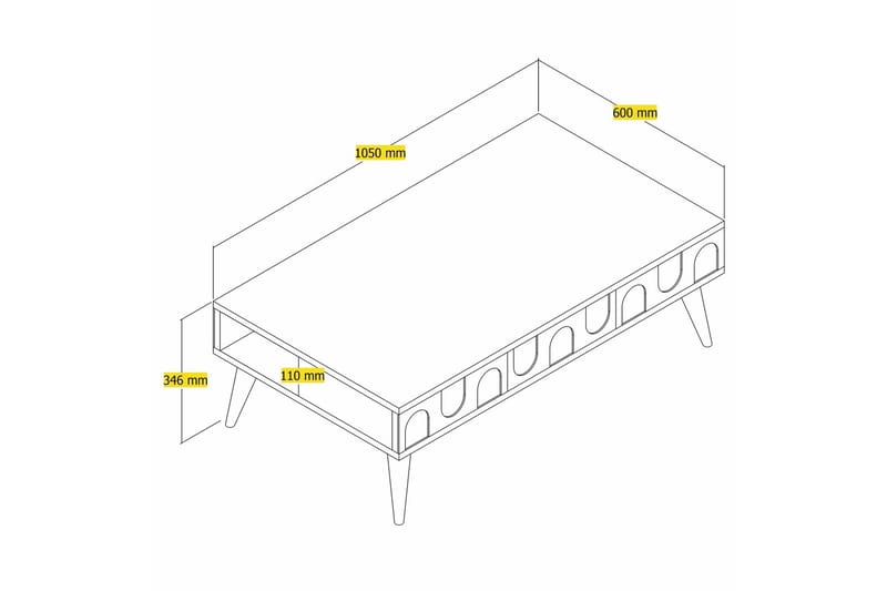 Hazim Sofabord 105 cm - Hvit/Valnøtt - Møbler - Bord - Sofabord