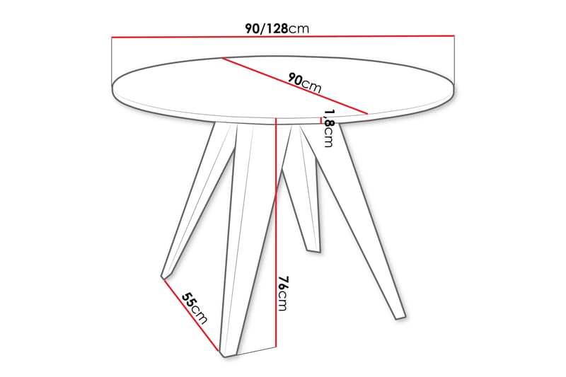 Hoban Spisebord 128 cm - Svart - Møbler - Bord - Spisebord & kjøkkenbord