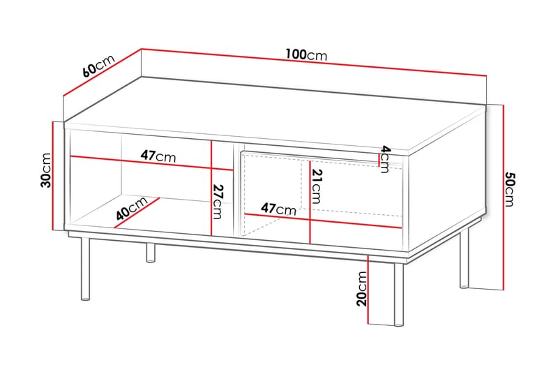 Hollander Sofabord 100 cm - Hvit/Gull - Møbler - Bord - Sofabord