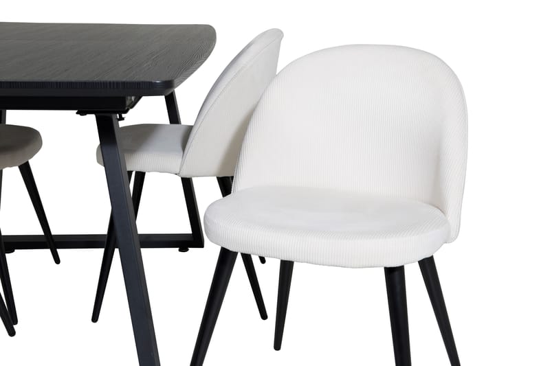 Inca Spisegruppe Forlengningsbar 160 cm Rektangulær med 4 Velvet Stoler - Beige - Møbler - Bord - Spisegrupper