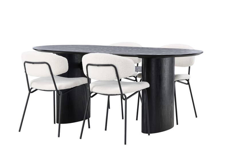 Isolde Matgruppe 180 cm Oval med 4 Chico Stoler - Sort - Møbler - Bord - Spisegrupper