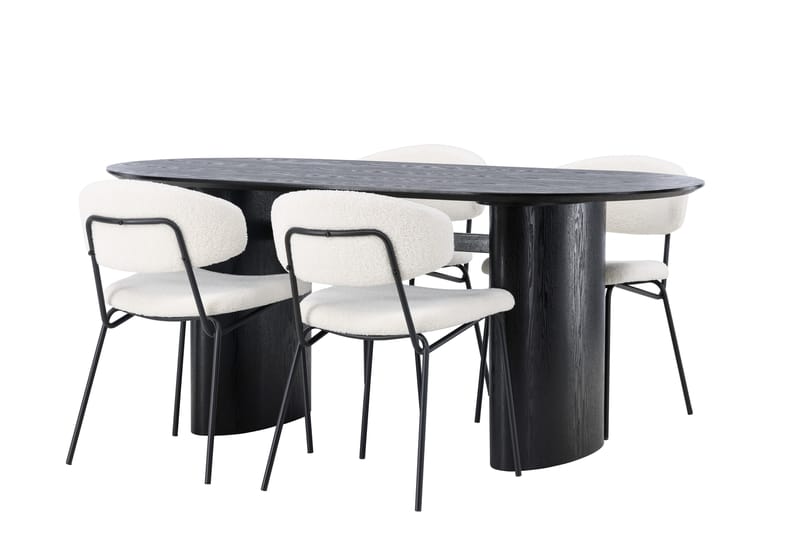 Isolde Matgruppe 180 cm Oval med 4 Chico Stoler - Sort - Møbler - Bord - Spisegrupper