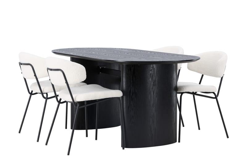 Isolde Matgruppe 180 cm Oval med 4 Chico Stoler - Sort - Møbler - Bord - Spisegrupper