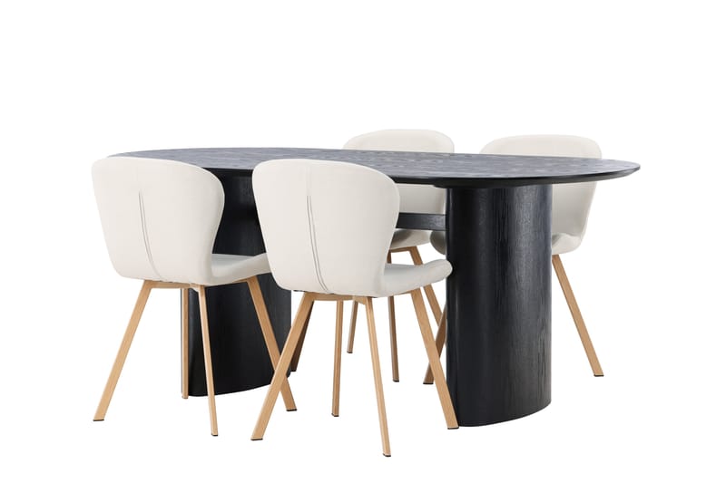 Isolde Matgruppe 180 cm Oval med 4 Lilja Stoler - Sort - Møbler - Bord - Spisegrupper