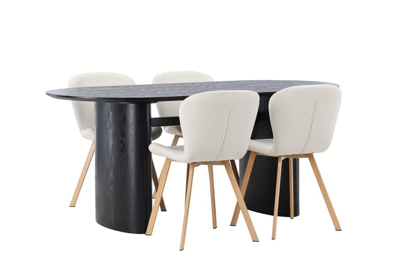 Isolde Matgruppe 180 cm Oval med 4 Lilja Stoler - Sort - Møbler - Bord - Spisegrupper