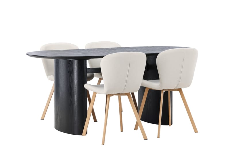 Isolde Matgruppe 180 cm Oval med 4 Lilja Stoler - Sort - Møbler - Bord - Spisegrupper