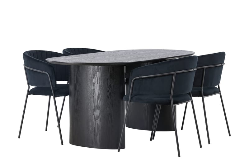 Isolde Matgruppe 180 cm Oval med 4 Selma Stoler - Sort - Møbler - Bord - Spisegrupper