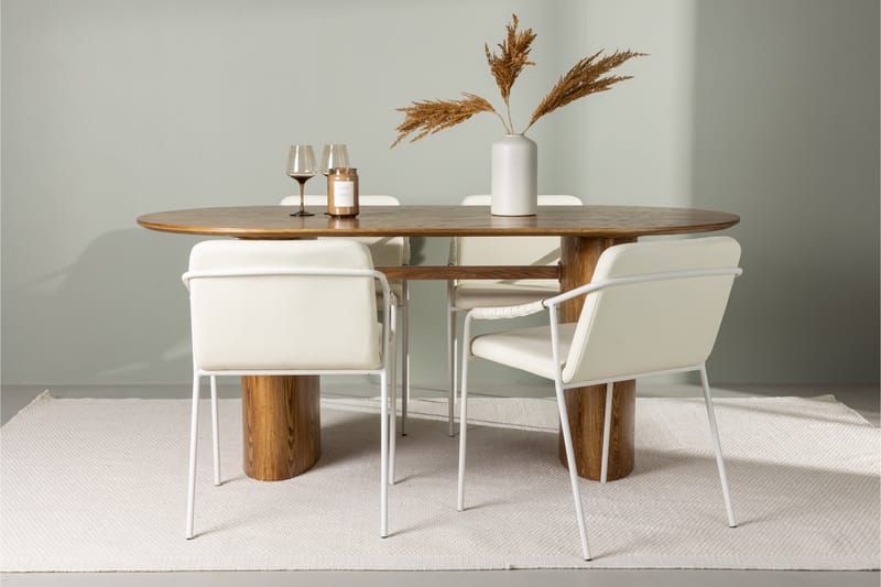 Isolde Matgruppe 180 cm Oval med 4 Tvist Stoler - Beige - Møbler - Bord - Spisegrupper