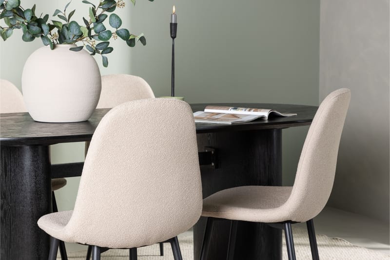 Isolde Spisegruppe 180 cm Oval med 4 Bennie Stoler - Beige - Møbler - Bord - Spisegrupper