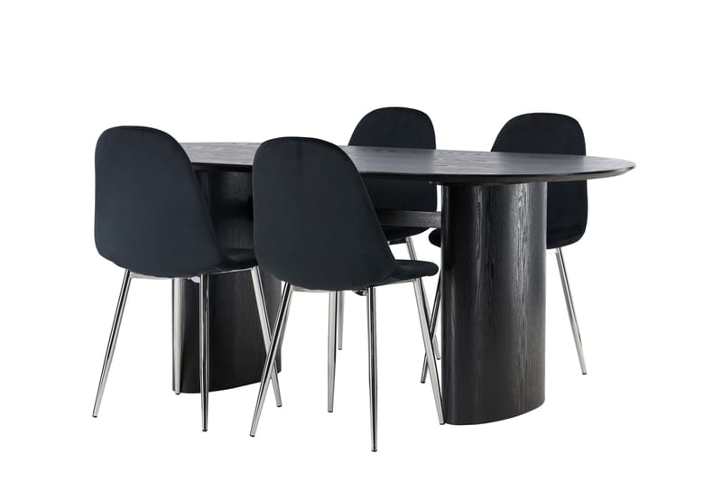 Isolde Spisegruppe 180 cm Oval med 4 Bennie Stoler - Svart - Møbler - Bord - Spisegrupper