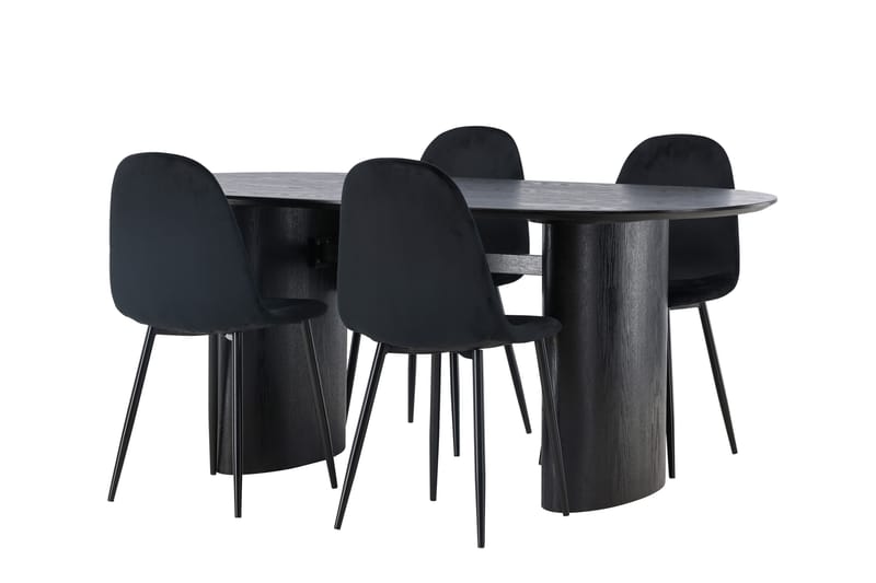 Isolde Spisegruppe 180 cm Oval med 4 Bennie Stoler - Svart - Møbler - Bord - Spisegrupper