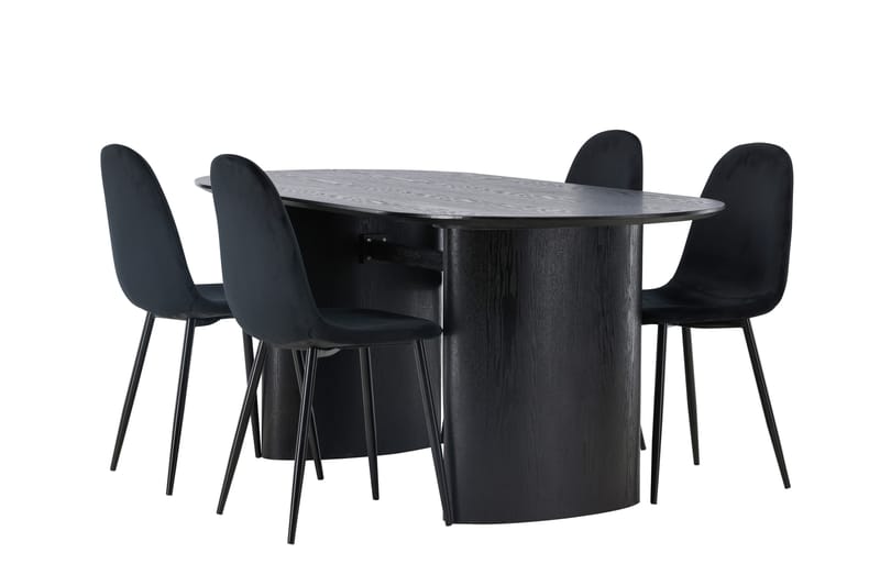 Isolde Spisegruppe 180 cm Oval med 4 Bennie Stoler - Svart - Møbler - Bord - Spisegrupper