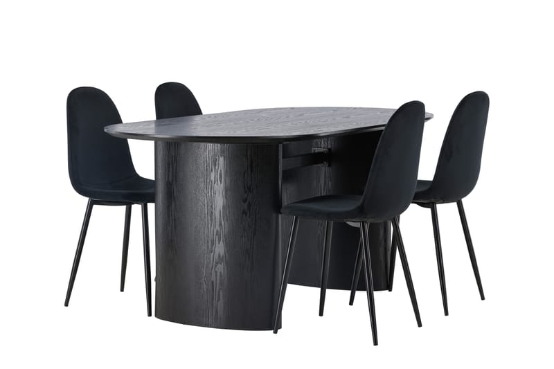 Isolde Spisegruppe 180 cm Oval med 4 Bennie Stoler - Svart - Møbler - Bord - Spisegrupper