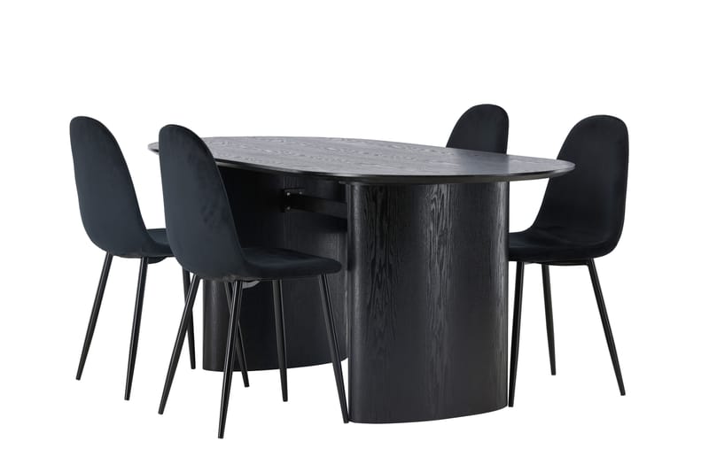 Isolde Spisegruppe 180 cm Oval med 4 Bennie Stoler - Svart - Møbler - Bord - Spisegrupper