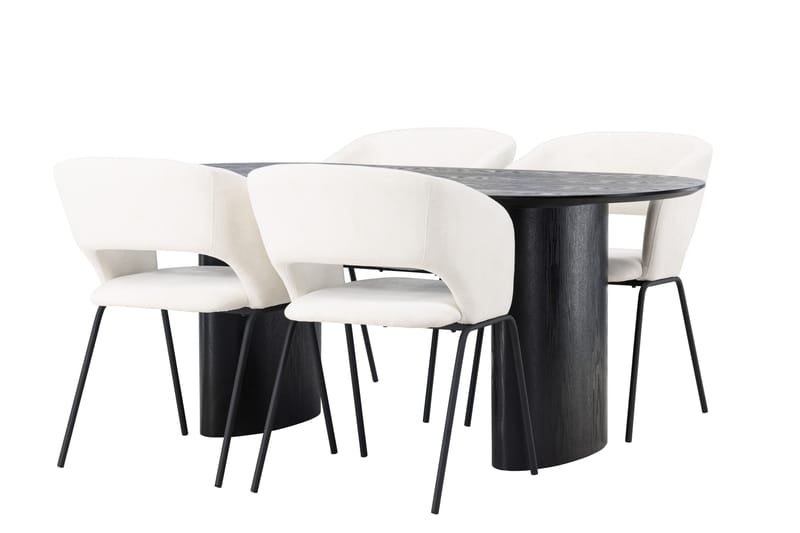 Isolde Spisegruppe 180 cm Oval med 4 Day Stoler - Svart - Møbler - Bord - Spisegrupper