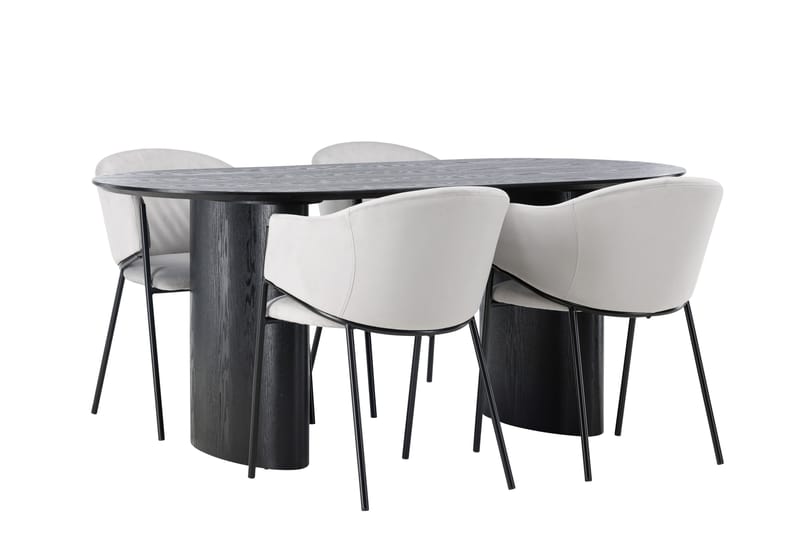 Isolde Spisegruppe 180 cm Oval med 4 Evelina Stoler - Sort - Møbler - Bord - Spisegrupper