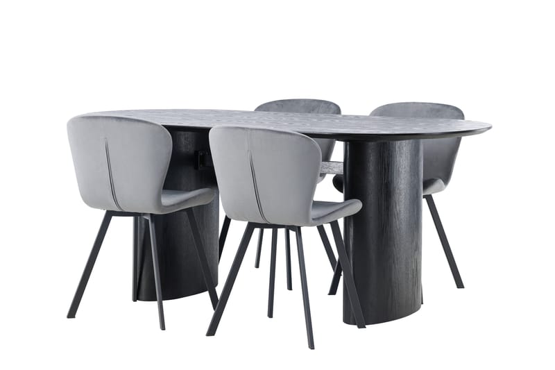 Isolde Spisegruppe 180 cm Oval med 4 Lilja Stoler - Sort - Møbler - Bord - Spisegrupper