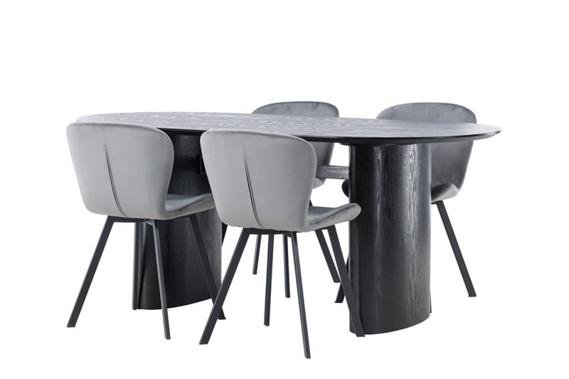 Isolde Spisegruppe 180 cm Oval med 4 Lilja Stoler - Sort - Møbler - Bord - Spisegrupper