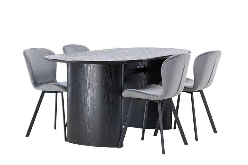 Isolde Spisegruppe 180 cm Oval med 4 Lilja Stoler - Sort - Møbler - Bord - Spisegrupper