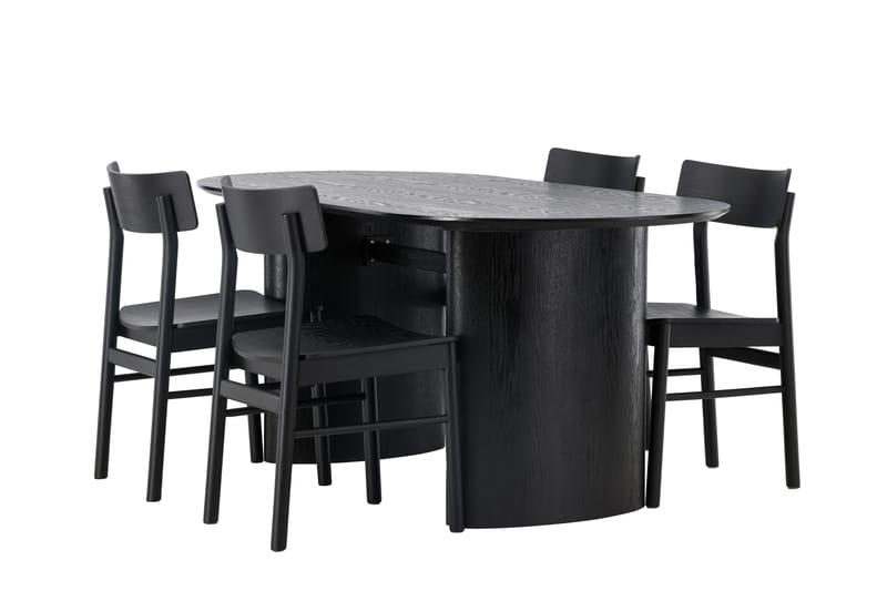 Isolde Spisegruppe 180 cm Oval med 4 Montros Stoler - Sort - Møbler - Bord - Spisegrupper