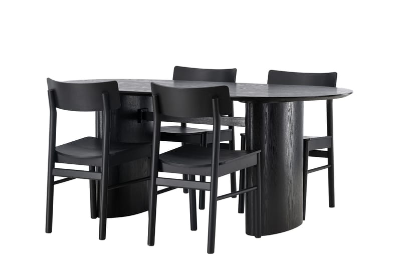 Isolde Spisegruppe 180 cm Oval med 4 Montros Stoler - Sort - Møbler - Bord - Spisegrupper