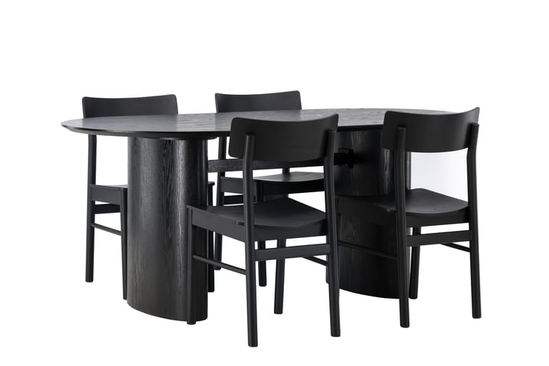 Isolde Spisegruppe 180 cm Oval med 4 Montros Stoler - Sort - Møbler - Bord - Spisegrupper