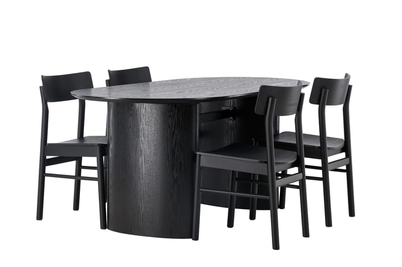 Isolde Spisegruppe 180 cm Oval med 4 Montros Stoler - Svart - Møbler - Bord - Spisegrupper