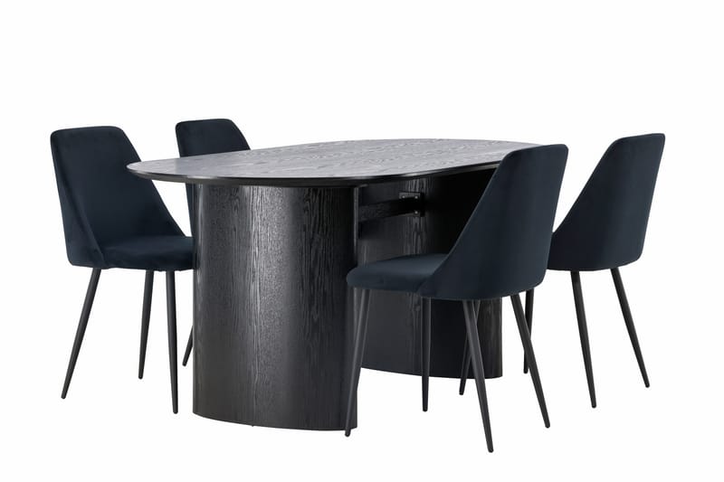 Isolde Spisegruppe 180 cm Oval med 4 Night Stoler - Sort - Møbler - Bord - Spisegrupper