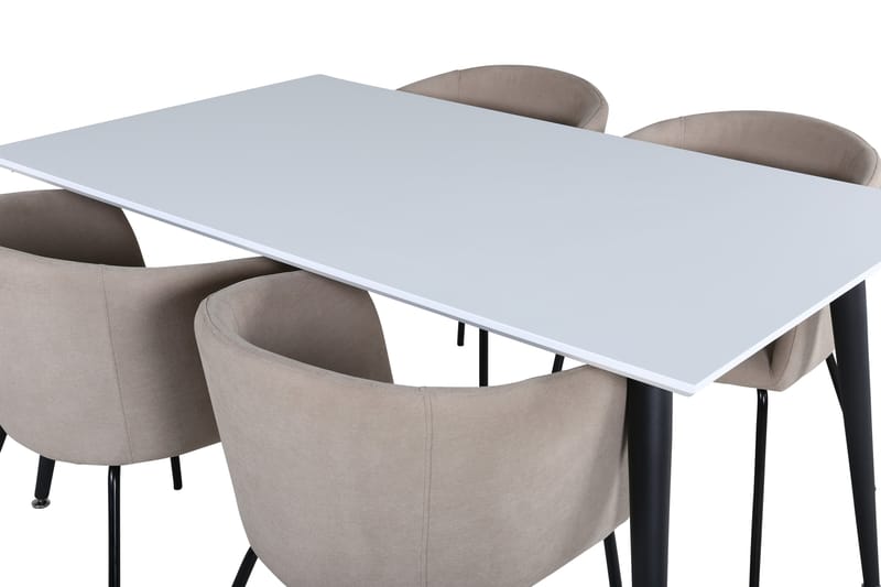 Jimms Spisegruppe 150 cm Rektangulær med 4 Berita Stoler - Beige - Møbler - Bord - Spisegrupper