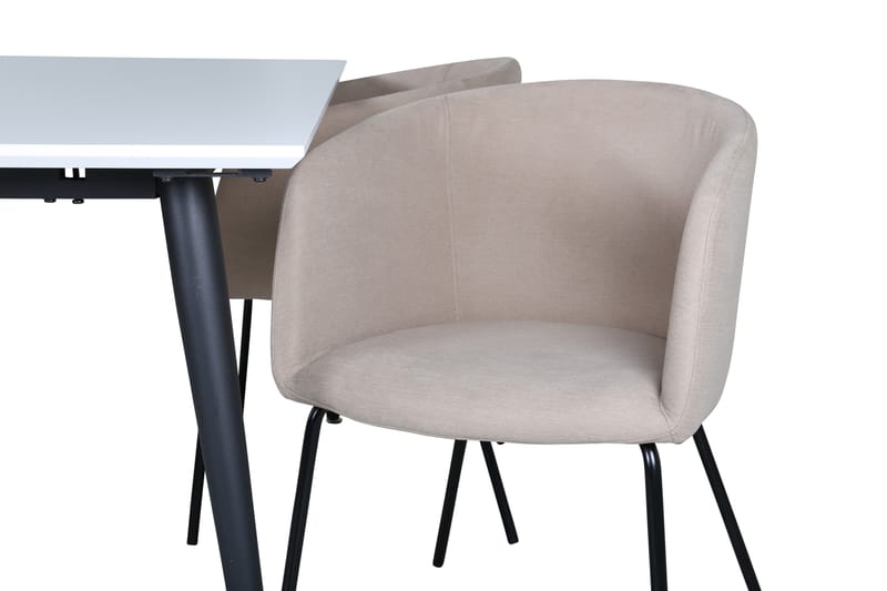 Jimms Spisegruppe 150 cm Rektangulær med 4 Berita Stoler - Beige - Møbler - Bord - Spisegrupper